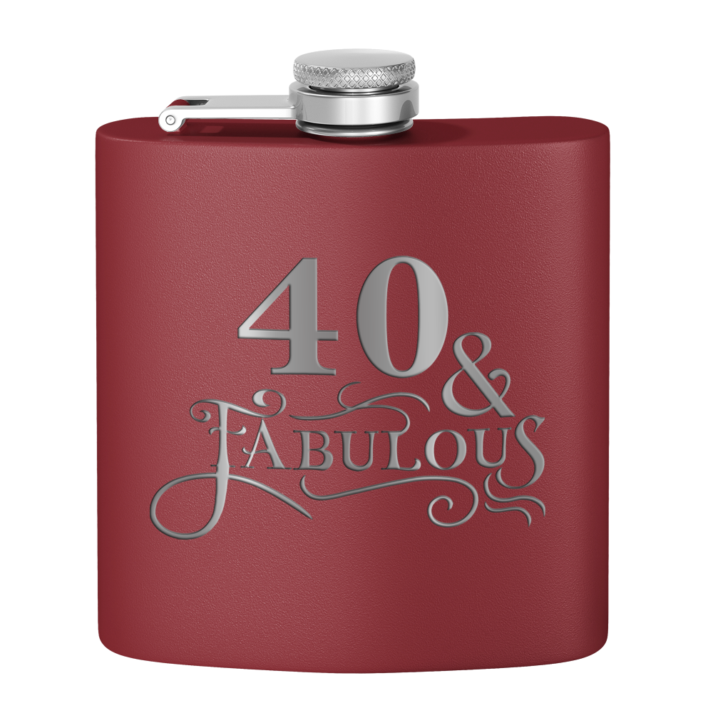 40 & Fabulous Laser Engraved 6oz Birthday Flask