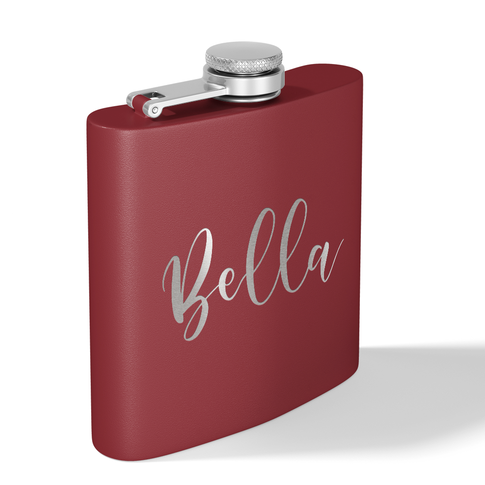 Cuptify Personalized for Women Laser Engraved on Maroon 6 oz Hip Flask