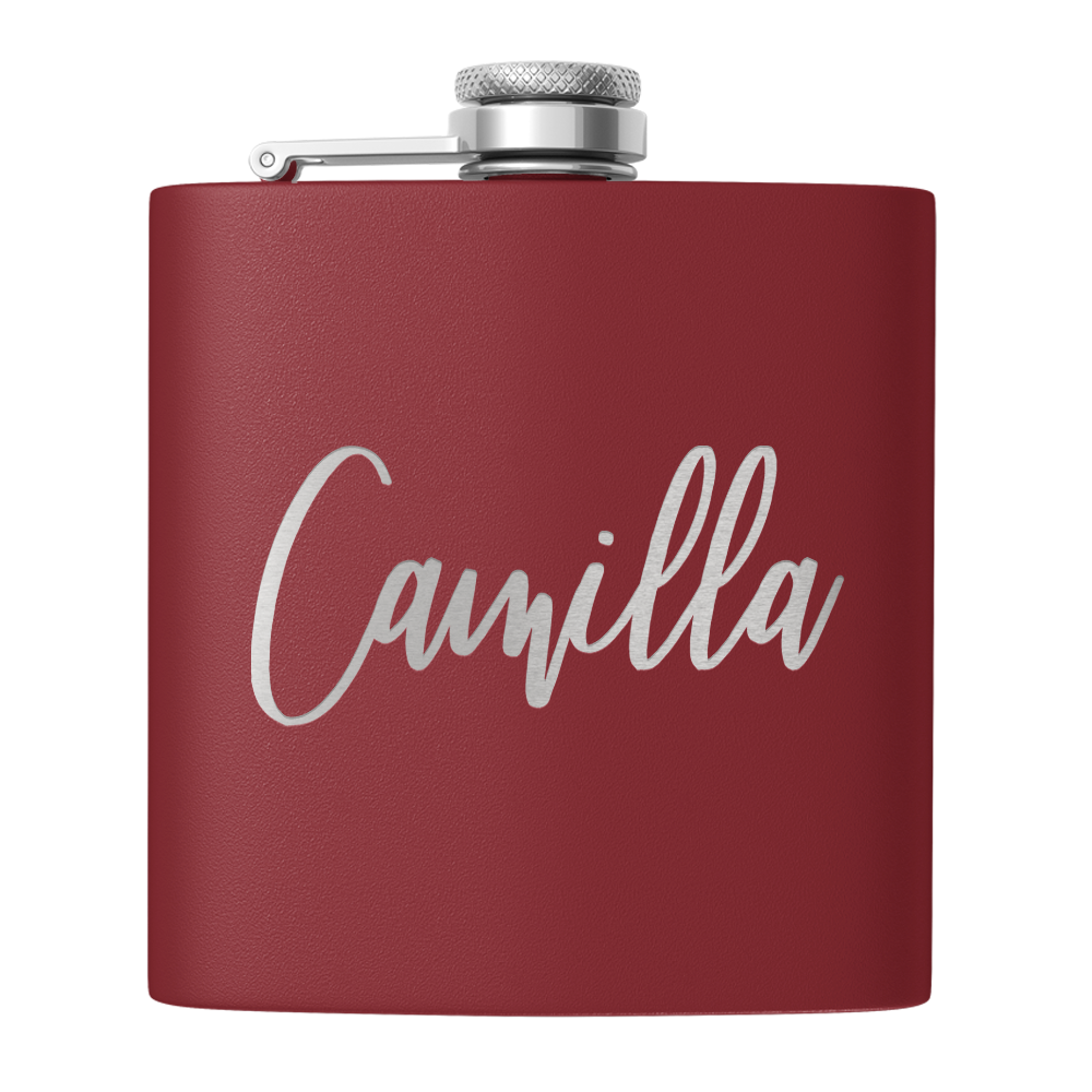 Cuptify Personalized for Women Laser Engraved on Maroon 6 oz Hip Flask