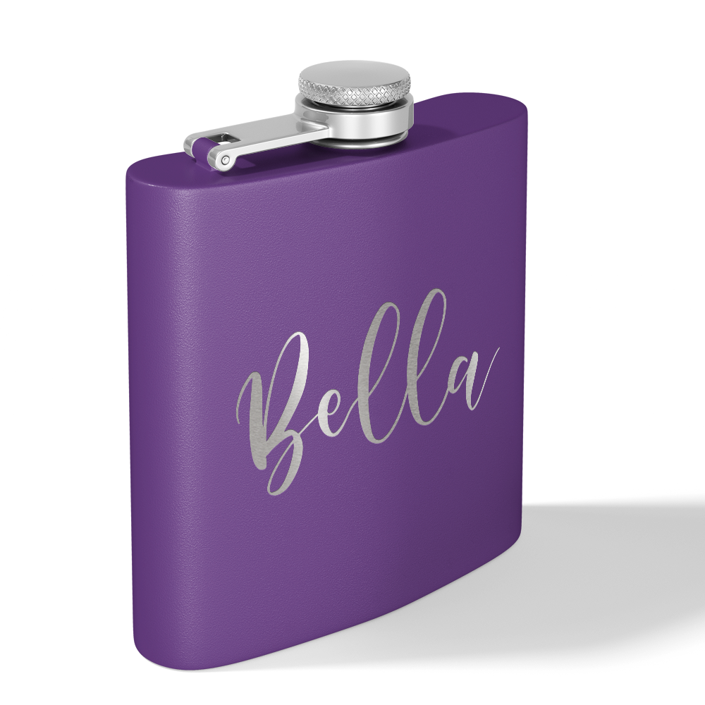 Cuptify Personalized for Women Laser Engraved on Purple 6 oz Hip Flask
