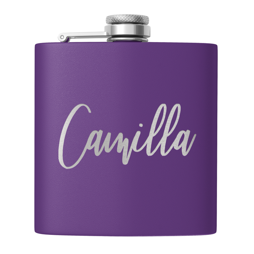 Cuptify Personalized for Women Laser Engraved on Purple 6 oz Hip Flask
