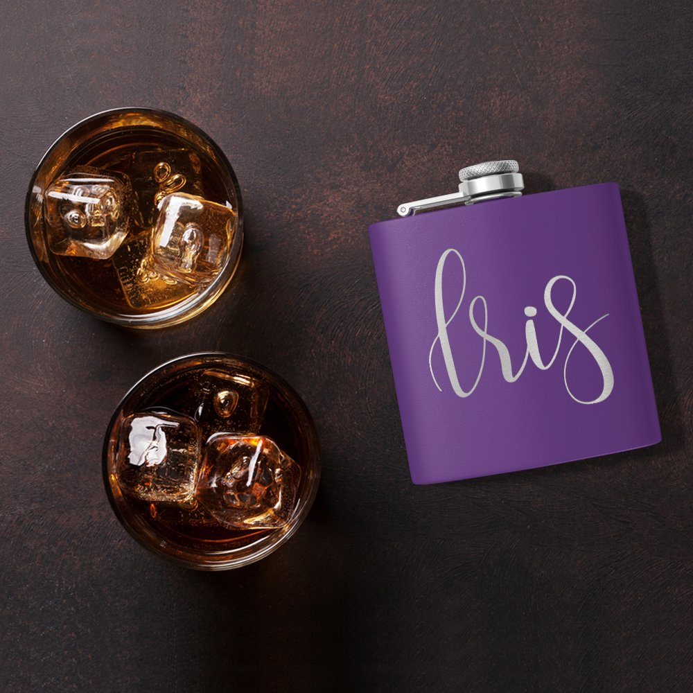 Cuptify Personalized for Women Laser Engraved on Purple 6 oz Hip Flask