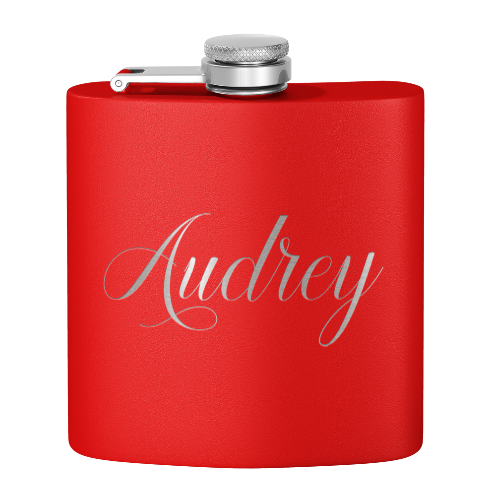 Cuptify Personalized for Women Laser Engraved on Red 6 oz Hip Flask