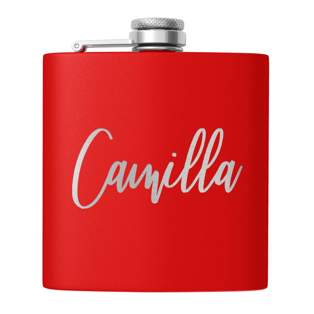 Cuptify Personalized for Women Laser Engraved on Red 6 oz Hip Flask