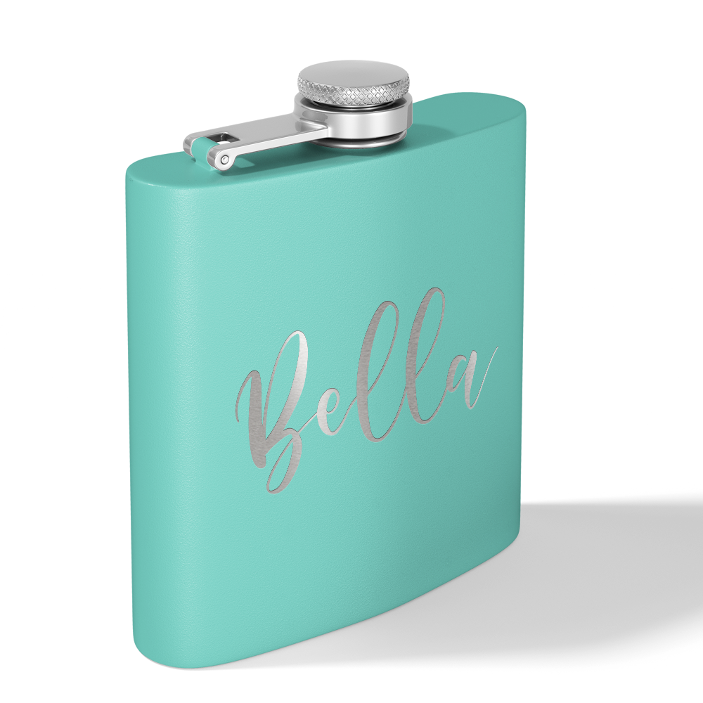 Cuptify Personalized for Women Laser Engraved on Seafoam 6 oz Hip Flask
