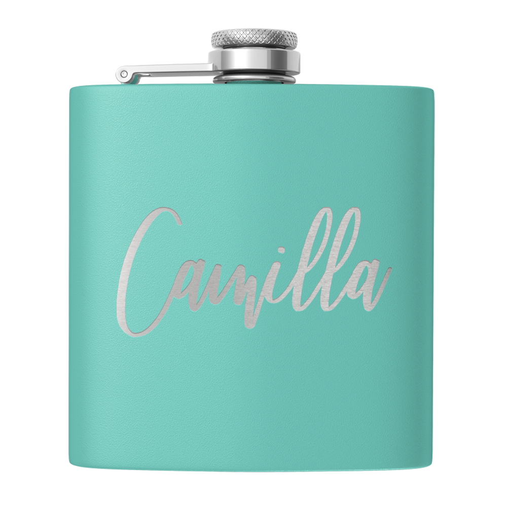 Cuptify Personalized for Women Laser Engraved on Seafoam 6 oz Hip Flask