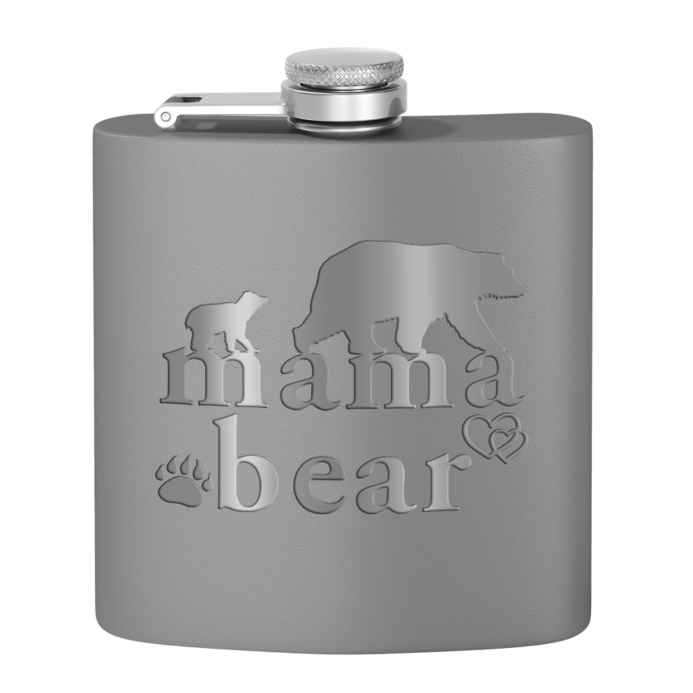 Mama Bear Hearts Laser Engraved 6oz Mom Flask