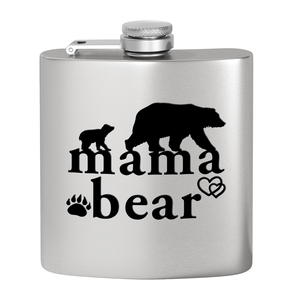 Mama Bear Hearts Laser Engraved 6oz Mom Flask