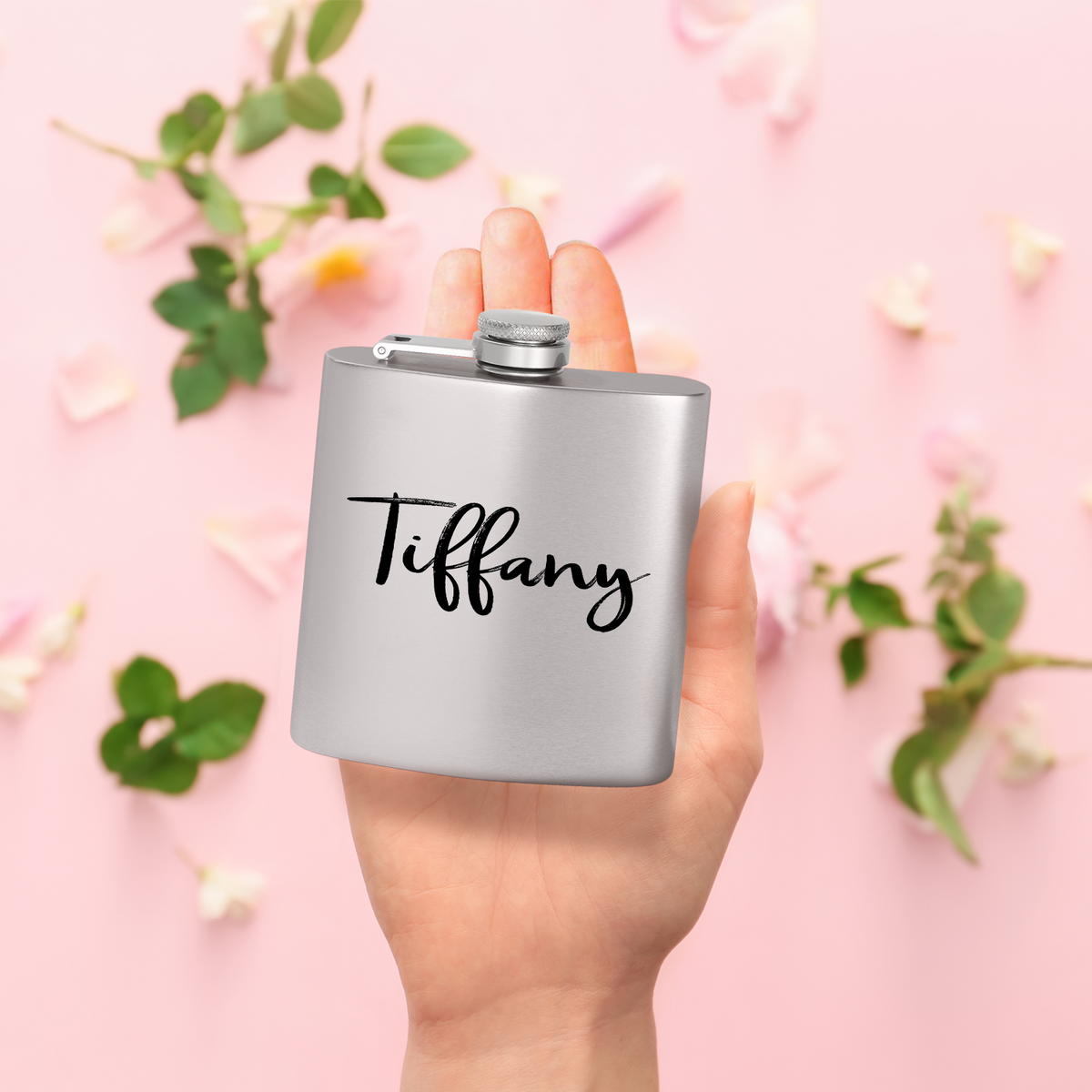 Cuptify Personalized for Women Laser Engraved on Stainless 6 oz Hip Flask