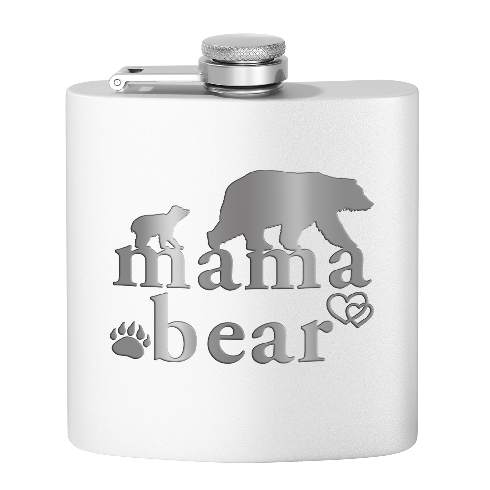 Mama Bear Hearts Laser Engraved 6oz Mom Flask