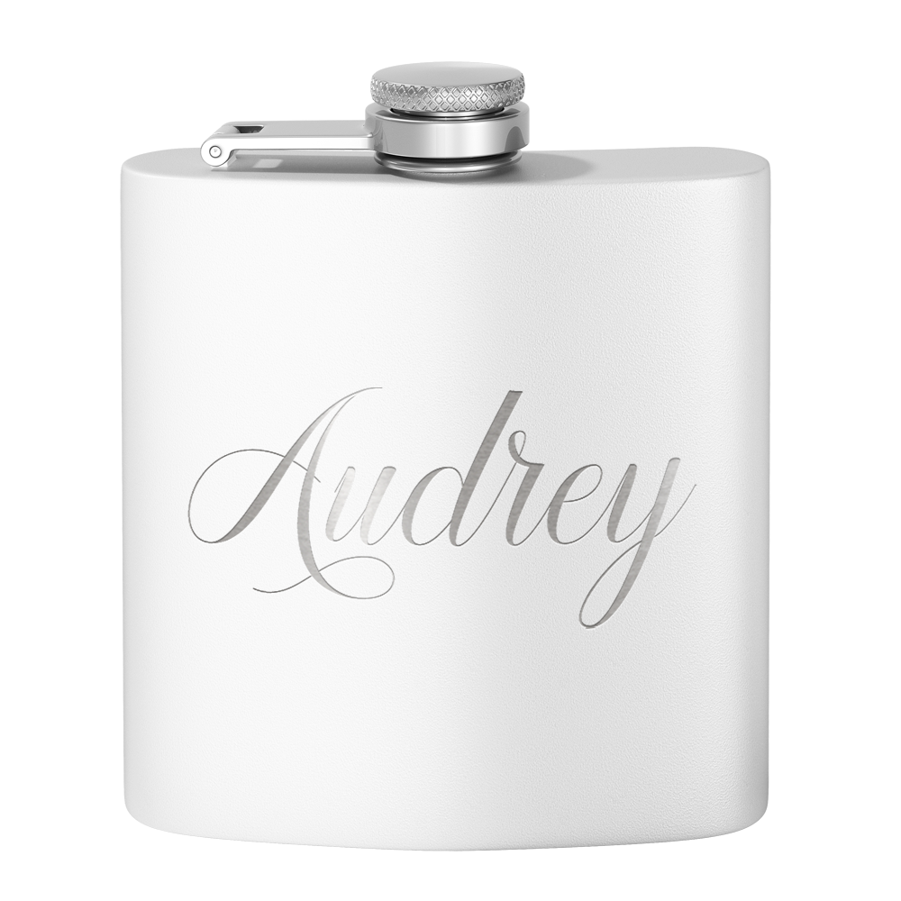 Cuptify Personalized for Women Laser Engraved on White 6 oz Hip Flask