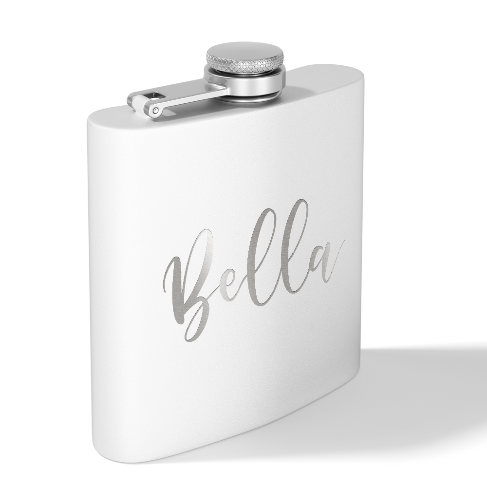 Cuptify Personalized for Women Laser Engraved on White 6 oz Hip Flask