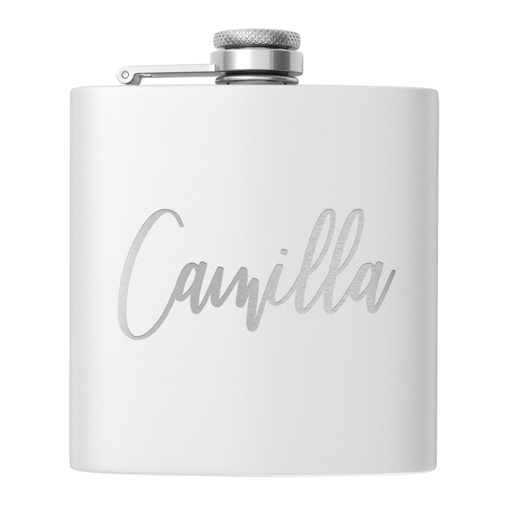 Cuptify Personalized for Women Laser Engraved on White 6 oz Hip Flask