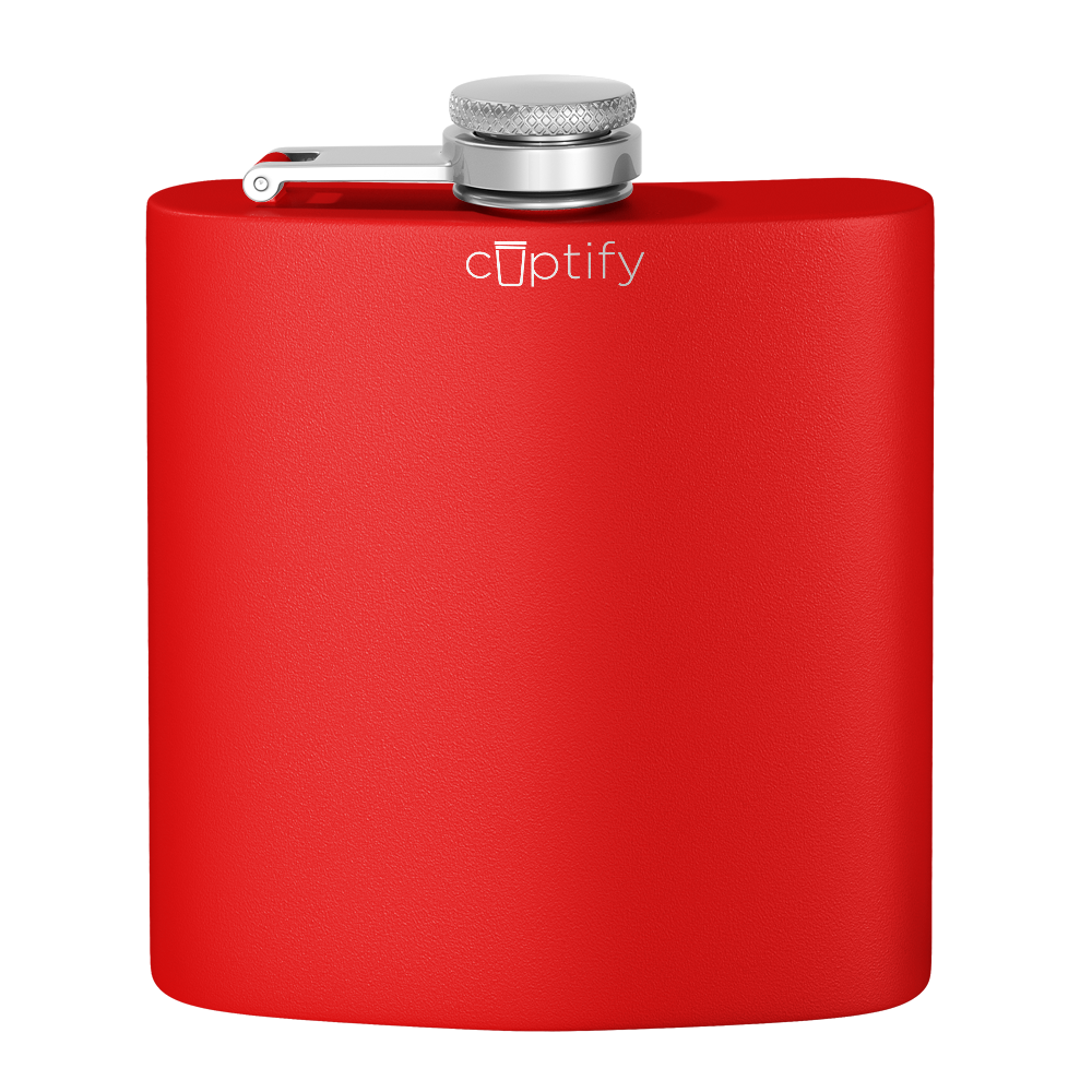 6oz Red Matte Stainless Steel Flask