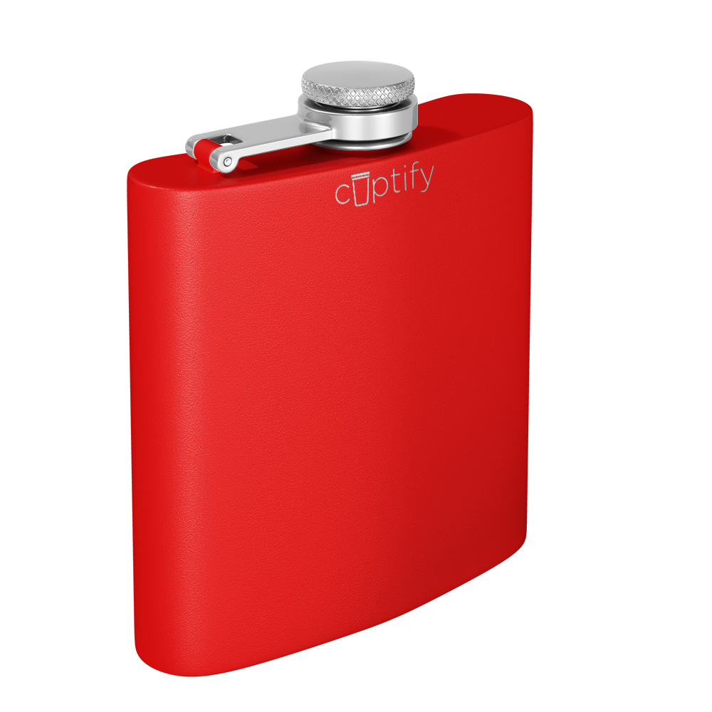 6oz Red Matte Stainless Steel Flask