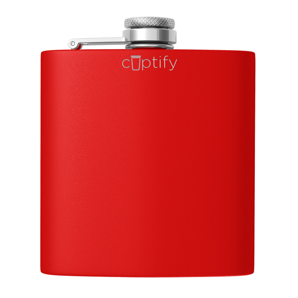 6oz Red Matte Stainless Steel Flask
