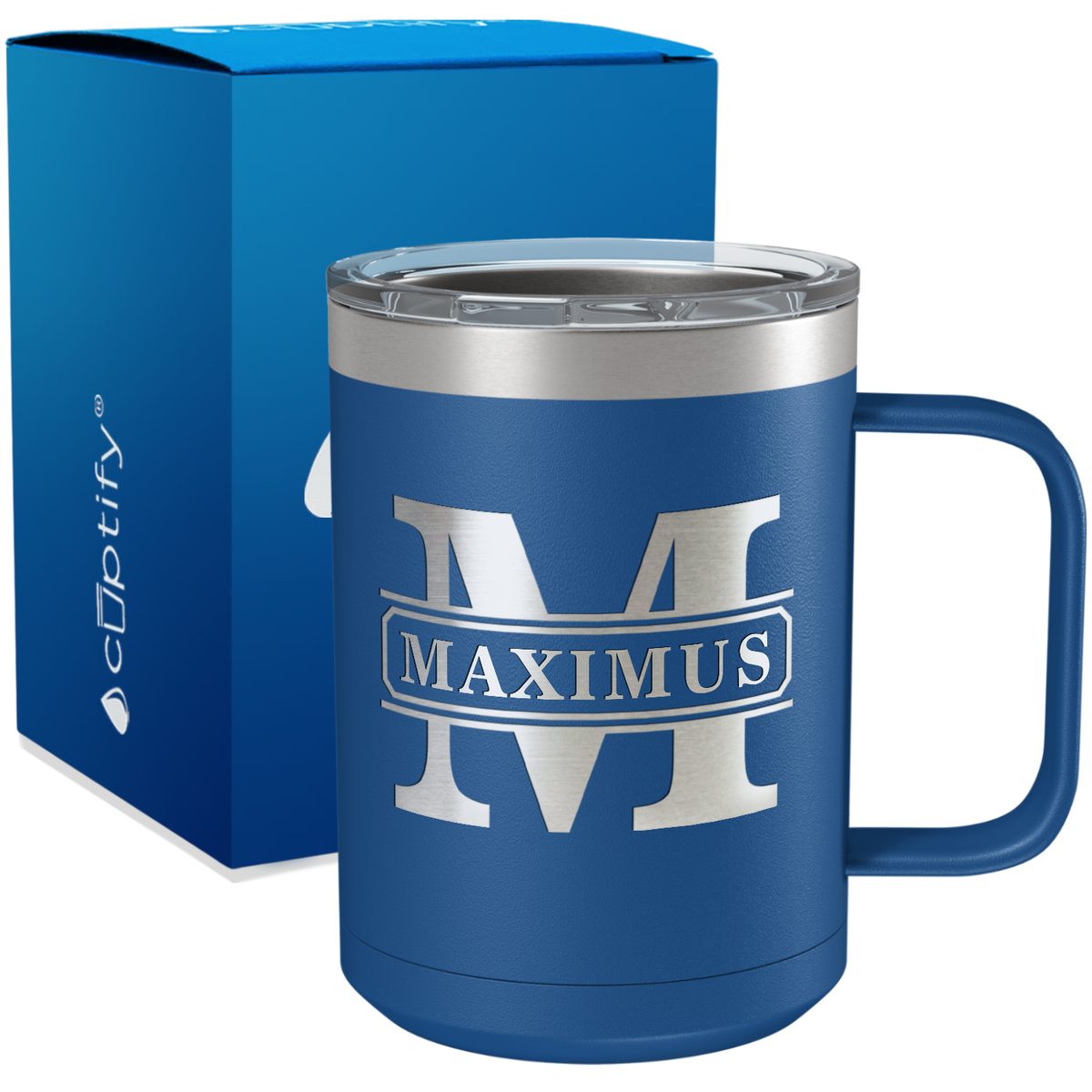 Personalized Vintage Block Engraved on 15oz Coffee Mug