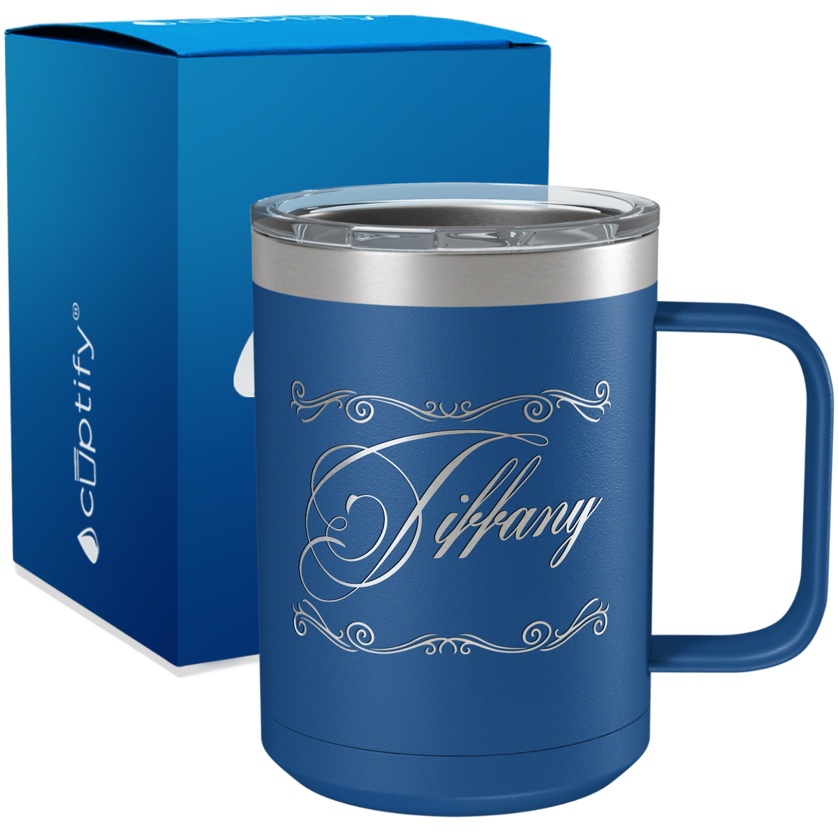 Personalized Scroll Script Engraved on 15oz Coffee Mug