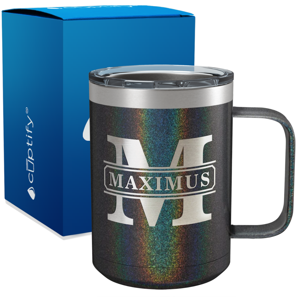 Personalized Vintage Block Engraved on 15oz Coffee Mug