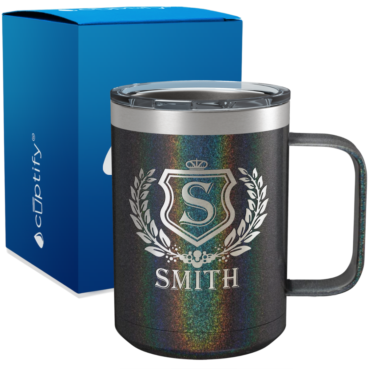 Personalized Monogram Initial Badge Engraved on 15oz Coffee Mug