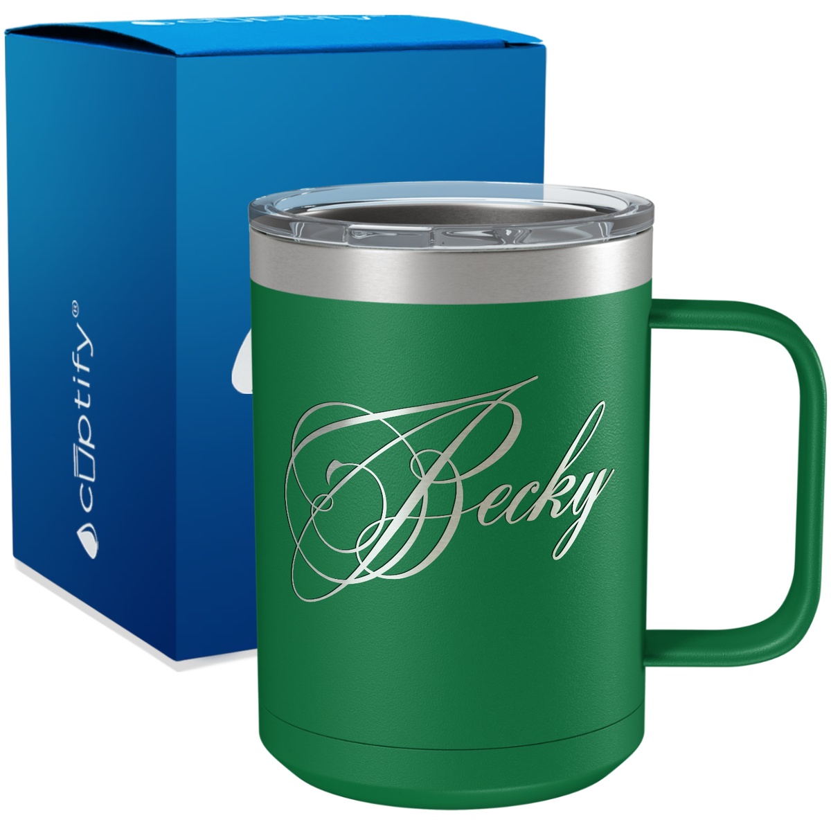 Personalized Decorative Script Engraved on 15oz Coffee Mug
