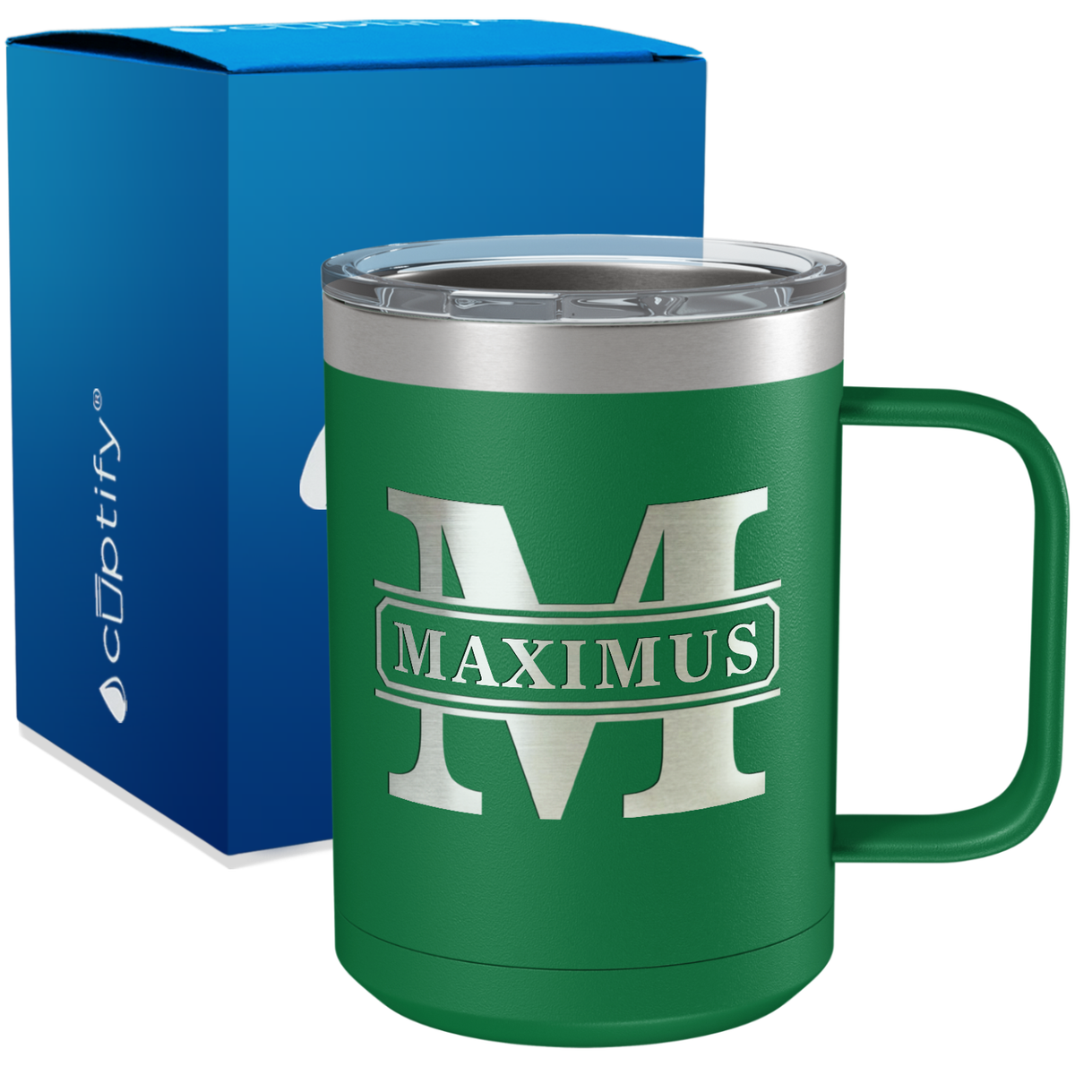 Personalized Vintage Block Engraved on 15oz Coffee Mug