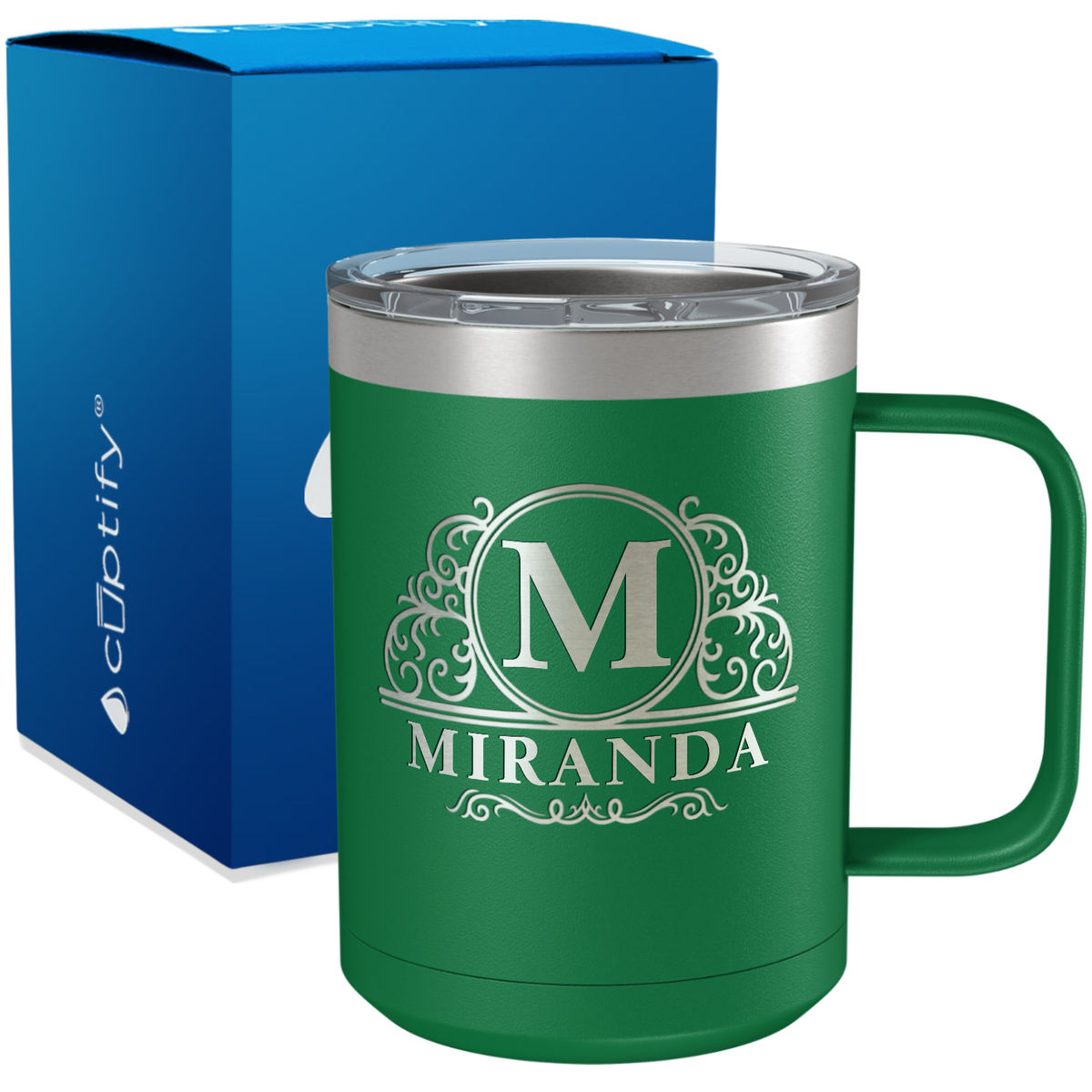 Personalized Elaborate Circle Engraved on 15oz Coffee Mug