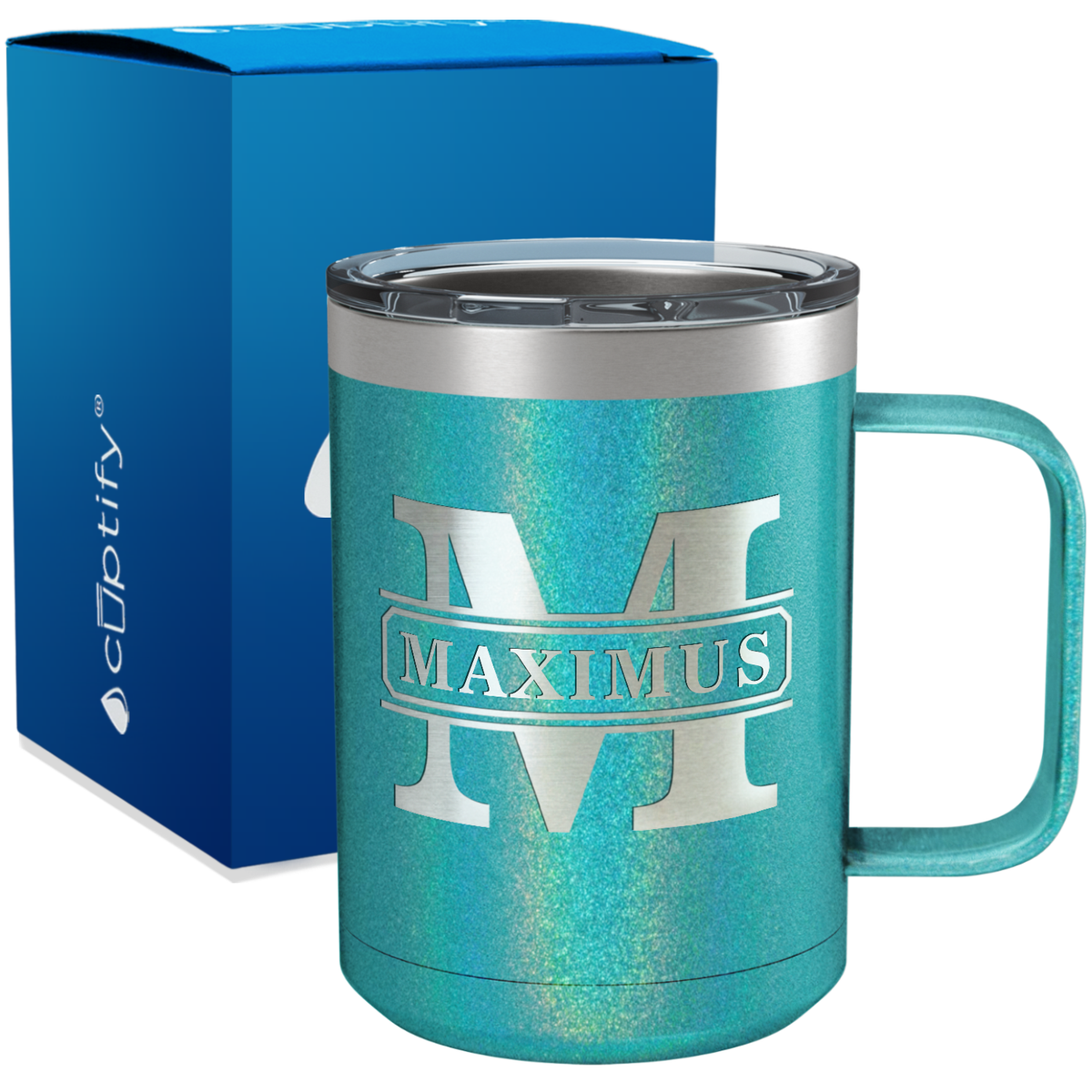 Personalized Vintage Block Engraved on 15oz Coffee Mug