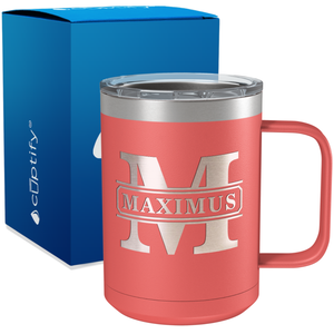 Personalized Vintage Block Engraved on 15oz Coffee Mug