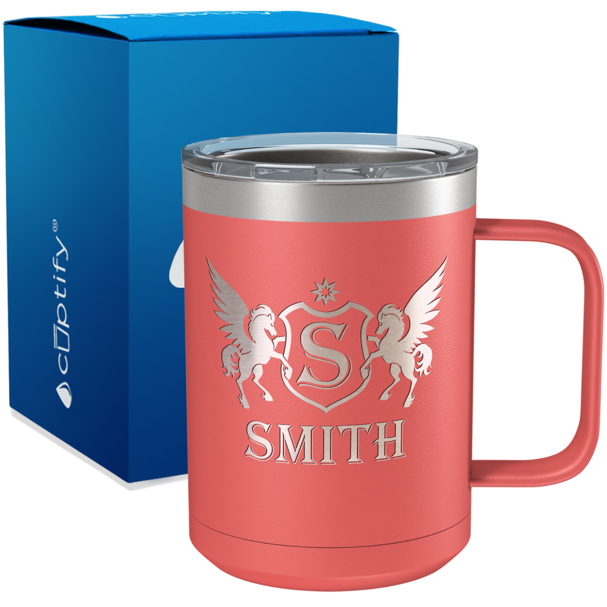 Personalized Pegasus Engraved on 15oz Coffee Mug