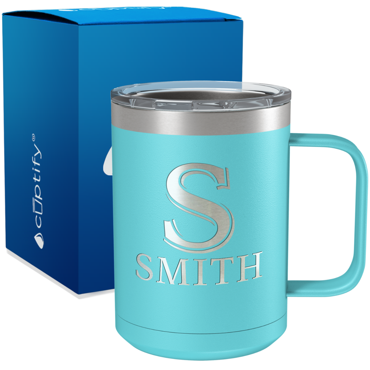 Personalized Monogram Initial and Name Engraved on 15oz Coffee Mug