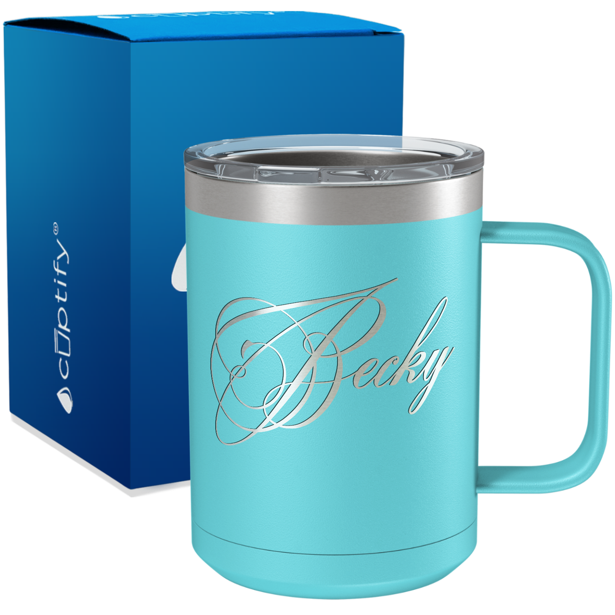 Personalized Decorative Script Engraved on 15oz Coffee Mug
