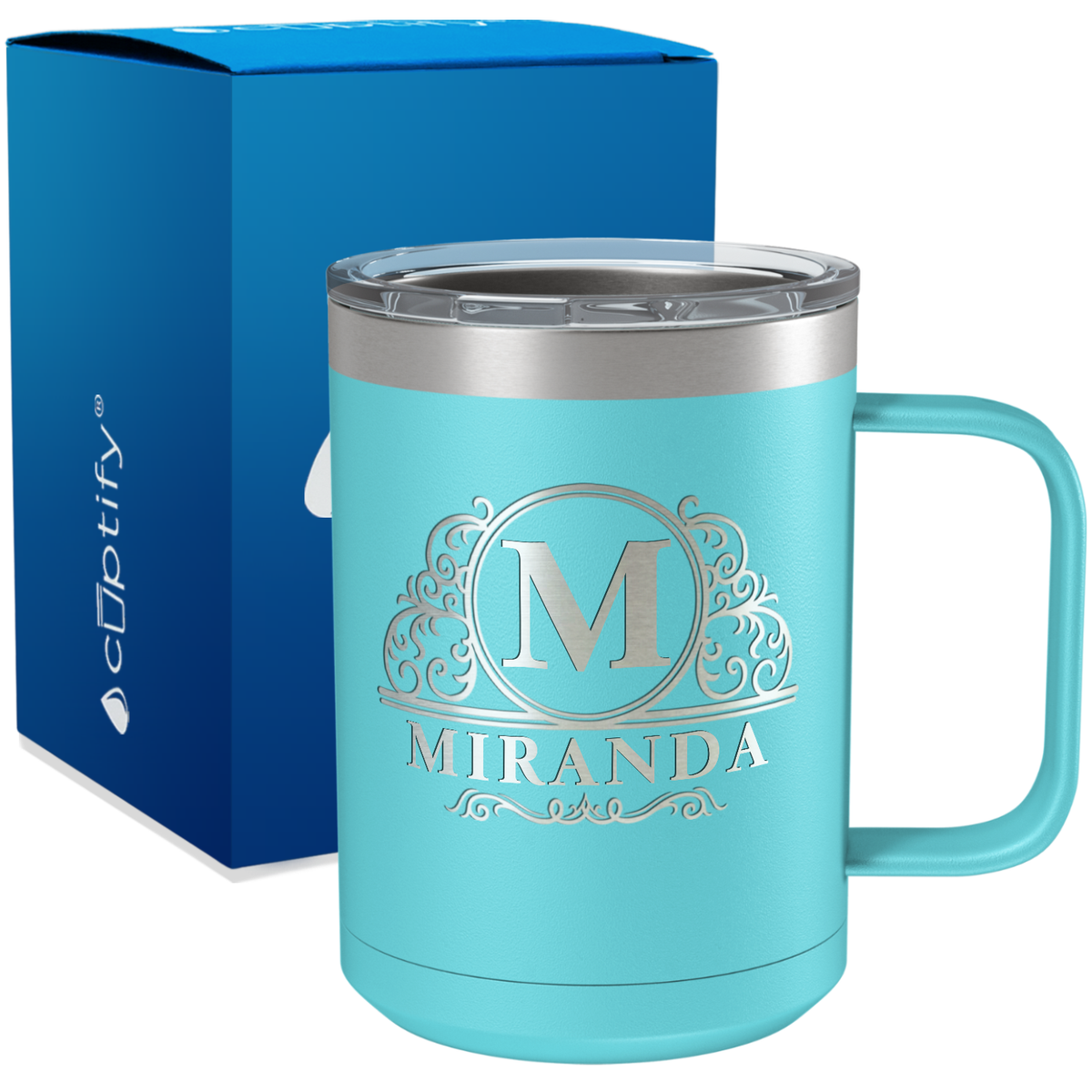 Personalized Elaborate Circle Engraved on 15oz Coffee Mug