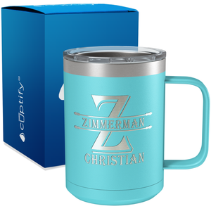 Personalized Initial Block Engraved on 15oz Coffee Mug