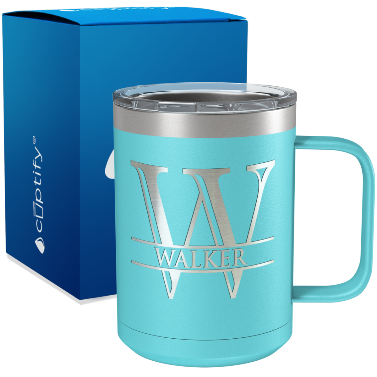 Personalized Split Script Engraved on 15oz Coffee Mug