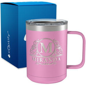 Personalized Elaborate Circle Engraved on 15oz Coffee Mug
