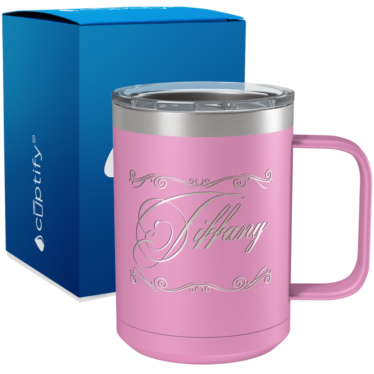 Personalized Scroll Script Engraved on 15oz Coffee Mug