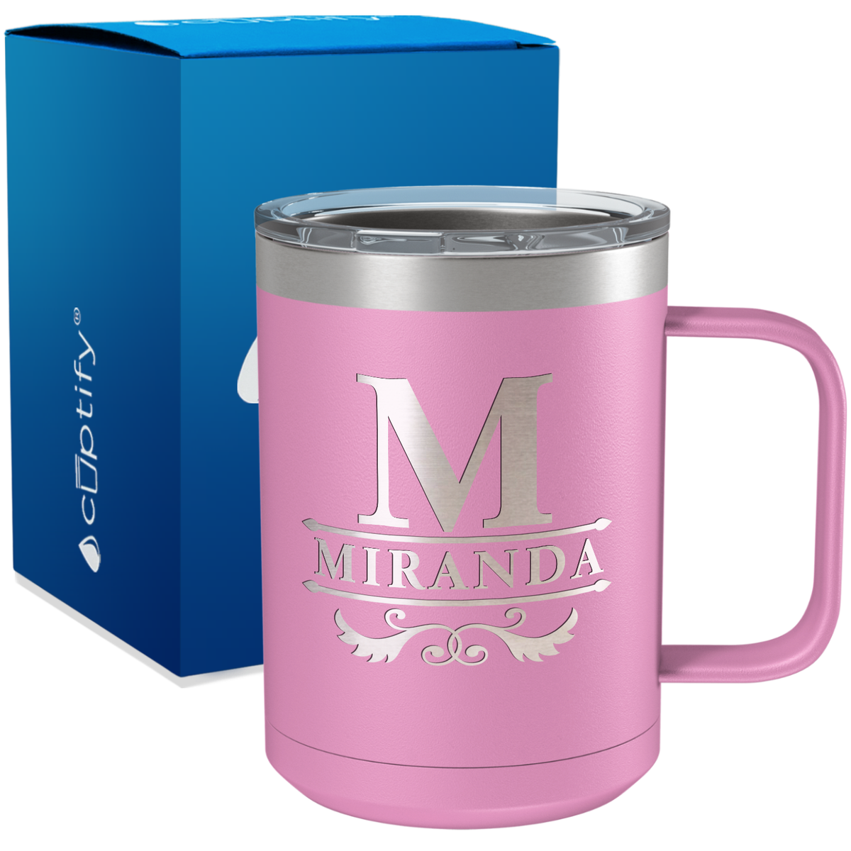 Personalized Initial Style Engraved on 15oz Coffee Mug