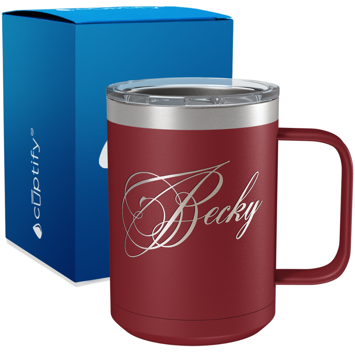 Personalized Decorative Script Engraved on 15oz Coffee Mug
