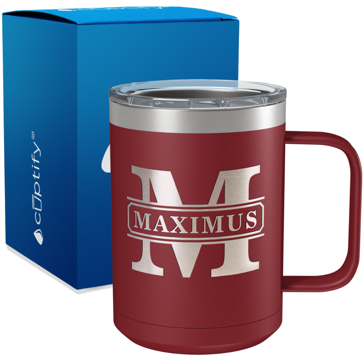 Personalized Vintage Block Engraved on 15oz Coffee Mug