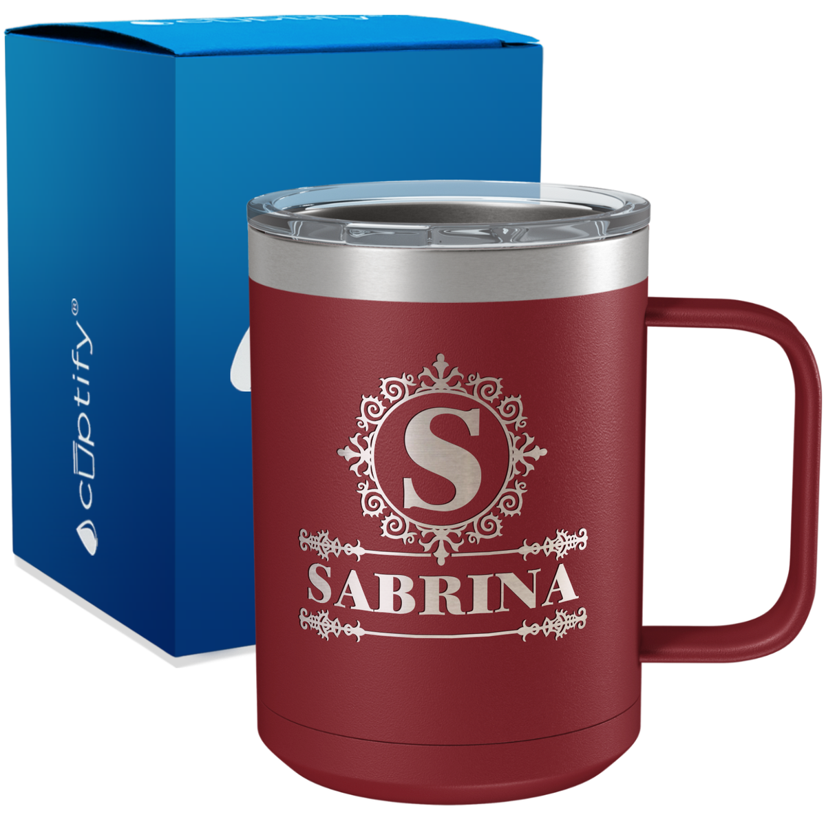 Personalized Ultramodern Initial and Name Engraved on 15oz Coffee Mug