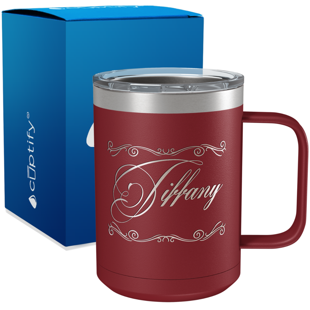 Personalized Scroll Script Engraved on 15oz Coffee Mug