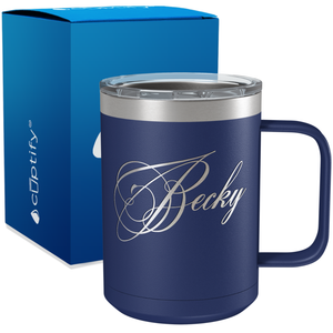Personalized Decorative Script Engraved on 15oz Coffee Mug