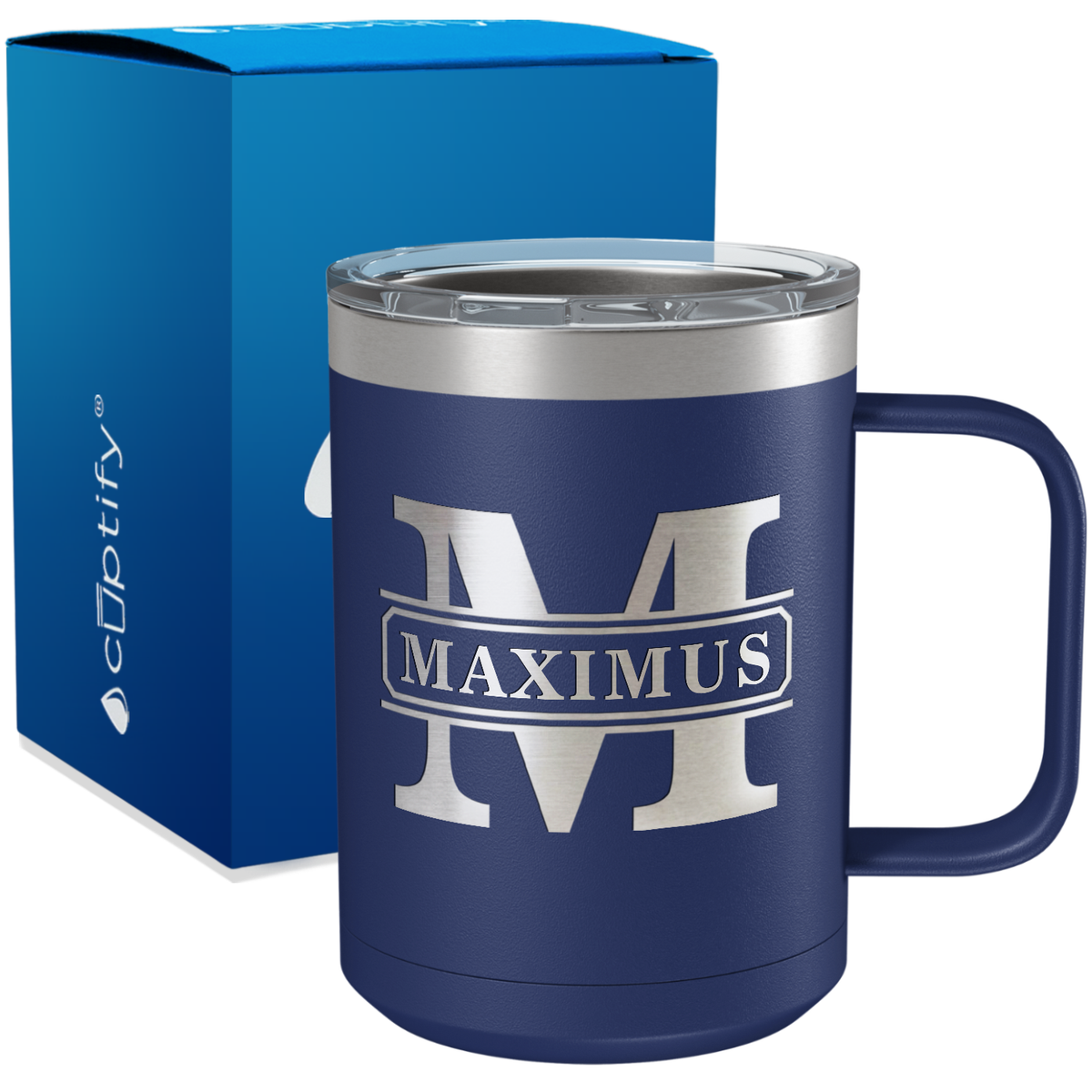 Personalized Vintage Block Engraved on 15oz Coffee Mug