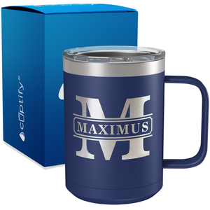 Personalized Vintage Block Engraved on 15oz Coffee Mug