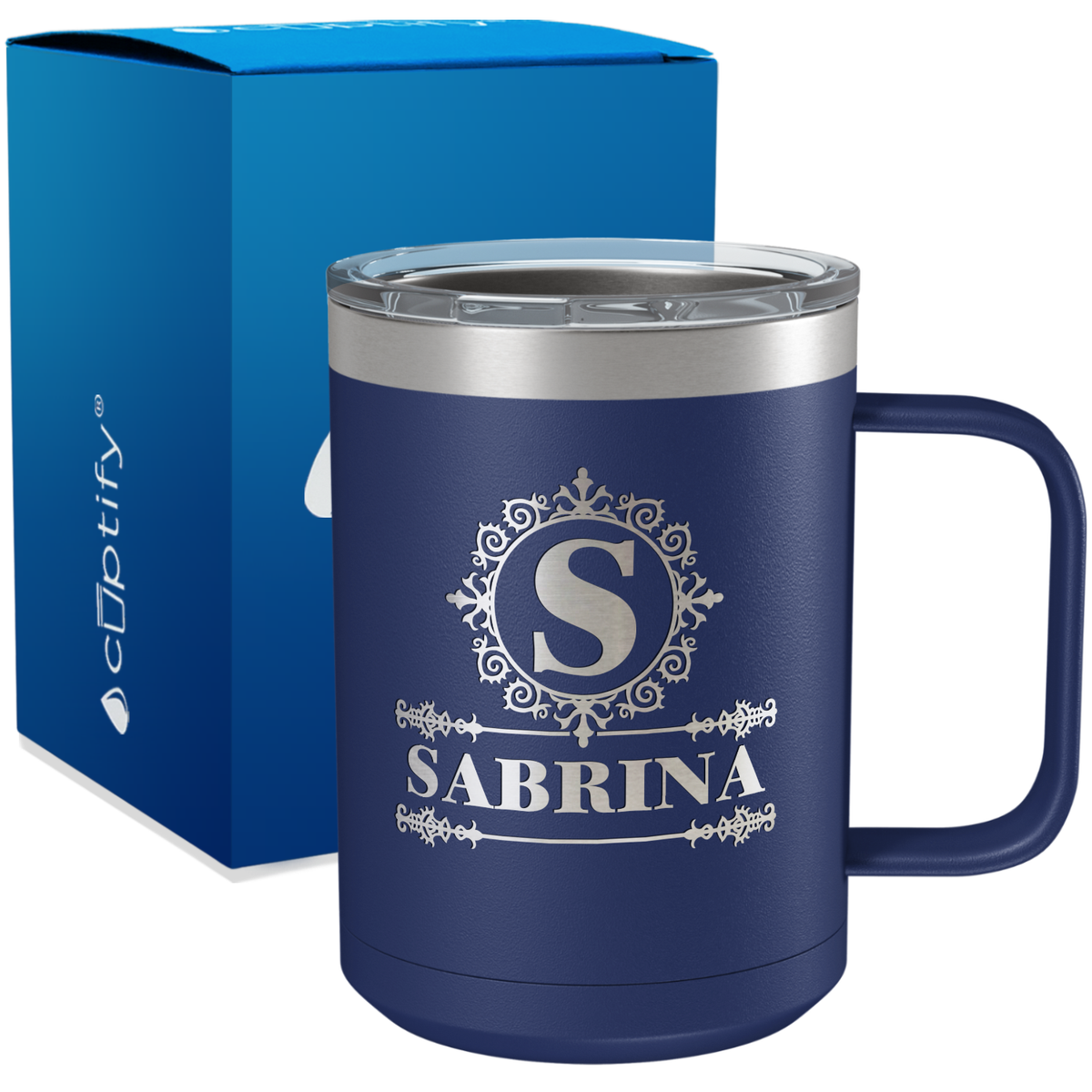 Personalized Ultramodern Initial and Name Engraved on 15oz Coffee Mug