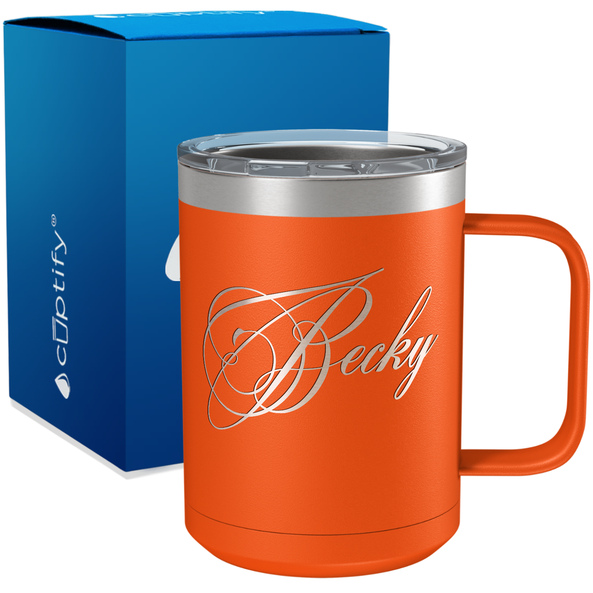 Personalized Decorative Script Engraved on 15oz Coffee Mug