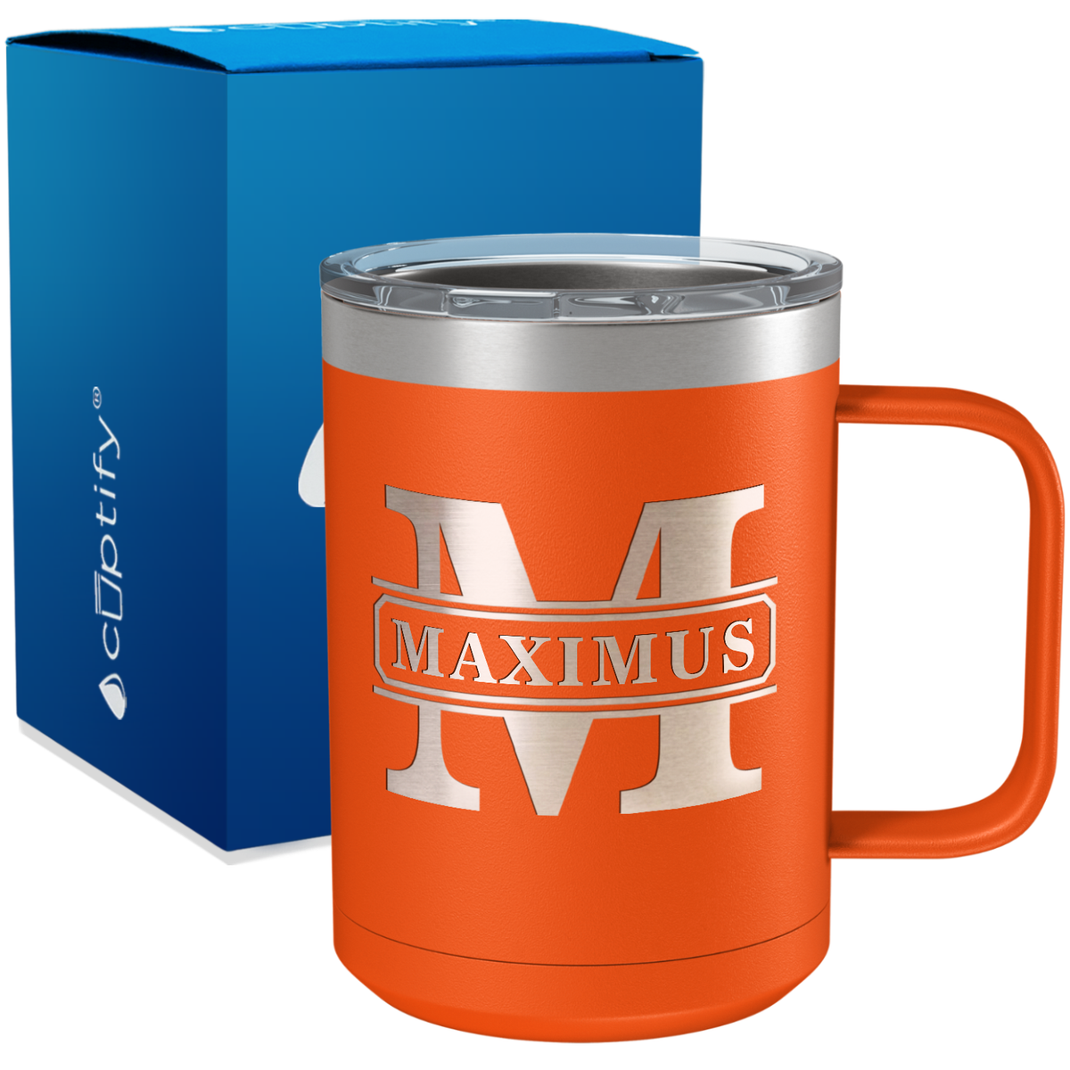 Personalized Vintage Block Engraved on 15oz Coffee Mug