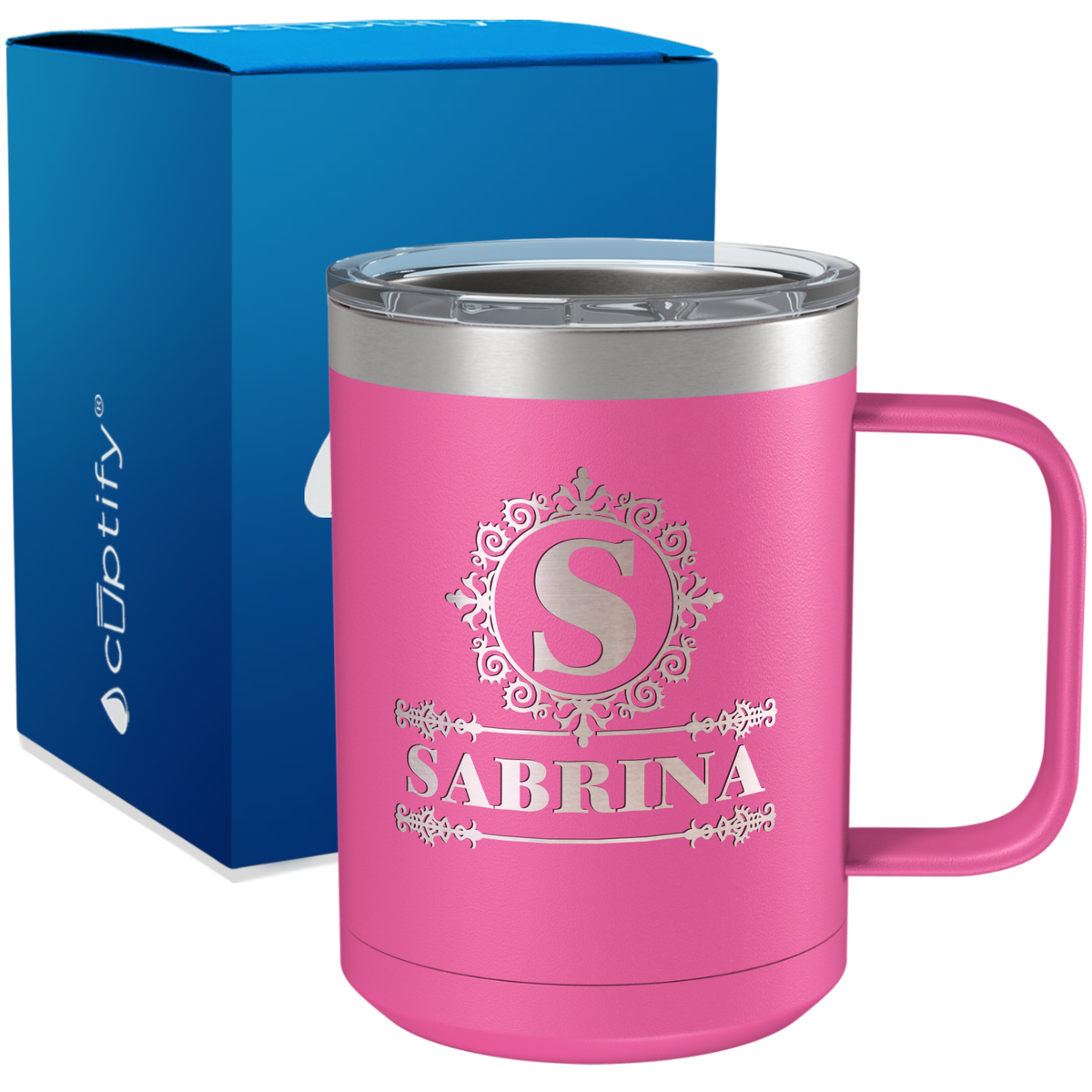 Personalized Ultramodern Initial and Name Engraved on 15oz Coffee Mug