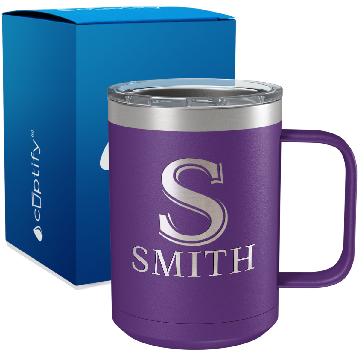 Personalized Monogram Initial and Name Engraved on 15oz Coffee Mug
